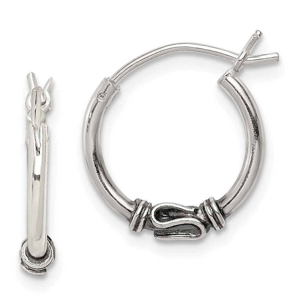 Sterling Silver Antiqued Hoop Earrings, 16 x 2.5 mm