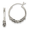 Sterling Silver Antiqued Hoop Earrings, 18 x 2.7 mm