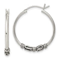 Sterling Silver Antiqued Hoop Earrings, 27 x 2.7 mm