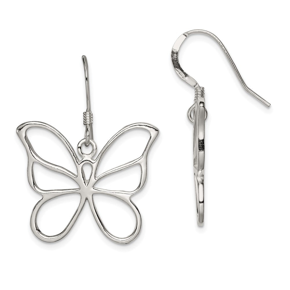 Sterling Silver Butterfly Earrings, 33 x 27 mm