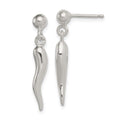 Sterling Silver Polished Italian Horn Post Dangle Earrings, 29 x 4 mm