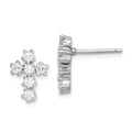 Sterling Silver Rhodium-plated Polished CZ Cross Post Earrings, 19 x 10 mm