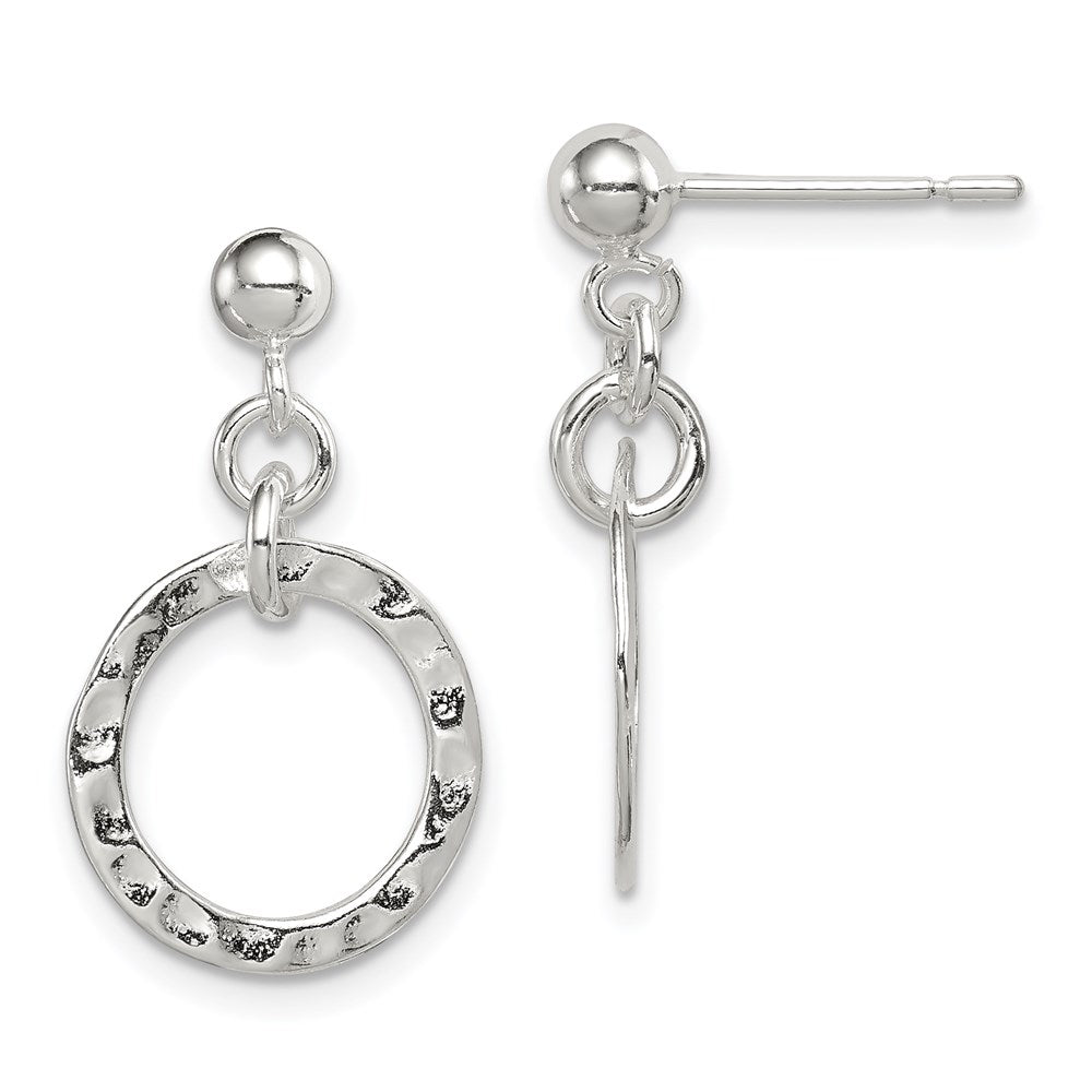 Sterling Silver Dangling Circle Earring, 25 x 15 mm