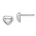Sterling Silver Rhodium-plated Heart Post Earrings, 8 x 9 mm