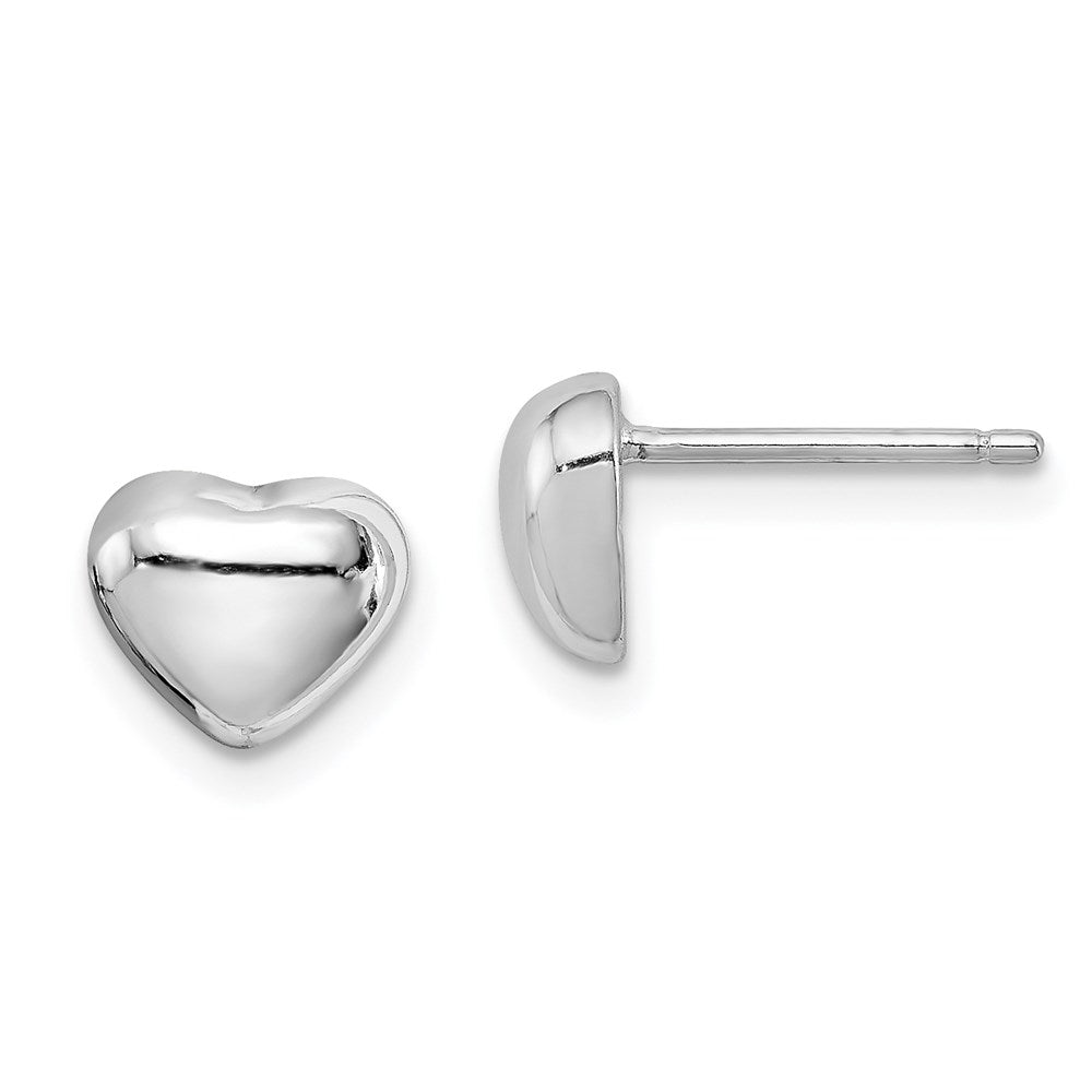 Sterling Silver Rhodium-plated Heart Post Earrings, 8 x 9 mm