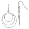 Sterling Silver Polished Fancy Triple Circle Dangle Earrings, 43 x 28 mm