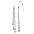 Sterling Silver Polished Fancy 3-Strand Chain & Beaded Dangle Earrings, 59 x 6 mm