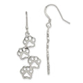 Sterling Silver Paw Prints Earrings, 52 x 16 mm