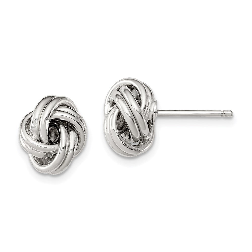 Sterling Silver Rhodium-plated Love Knot Earrings, 12 x 11 mm