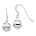 Sterling Silver 10mm Diamond Cut Bead Dangle Earrings, 25 x 10 mm