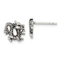 Sterling Silver Antiqued Dragon Post Earrings, 9 x 10 mm