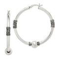 Sterling Silver Antiqued Hoop Earrings, 50 x 7.5 mm