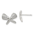 Sterling Silver Rhodium-plated Lacrosse Post Earrings, 11 x 15 mm