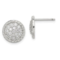 Sterling Silver Rhodium-plated Polished & Twisted CZ Circle Post Earrings, 12 x 12 mm