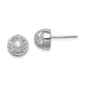 Sterling Silver Rhodium-plated Polished CZ Half Ball Post Earrings, 9 x 9 mm