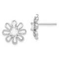 Sterling Silver Rhodium-plated Created Opal Daisy Post Earrings, 14 x 14 mm
