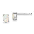 Sterling Silver Rhodium-plated Created Opal Post Earrings, 6.25 x 4.1 mm