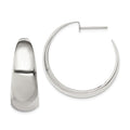 Sterling Silver Rhodium-plated Fancy J-Hoop Post Earrings, 35 x 35 mm
