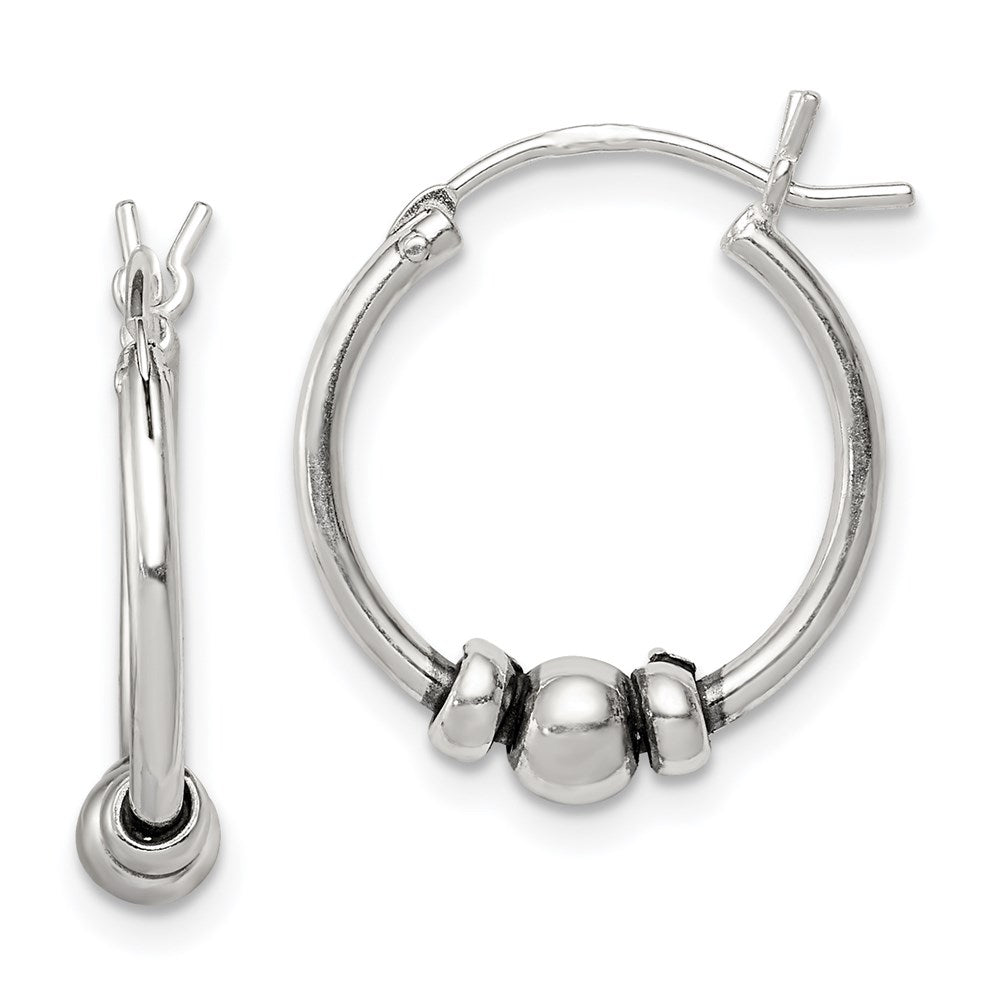 Sterling Silver Antiqued Hoop Earrings, 18 x 16 mm