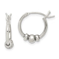 Sterling Silver Antiqued Beaded Hoop Earrings, 14 x 4 mm