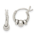 Sterling Silver Antiqued Beaded Hoop Earrings, 11 x 4 mm