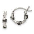 Sterling Silver Antiqued Hoop Earrings, 11 x 2.5 mm