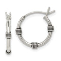 Sterling Silver Antiqued Hoop Earrings, 17 x 2.5 mm