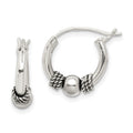 Sterling Silver Antiqued Hoop Earrings, 16 x 13 mm