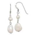 Sterling Silver Polished White 5.5-11mm Baroque & Semi-Round Freshwater Cultured Pearl Dangle Earrings, 40 x 11 mm