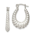Sterling Silver Polished Shrimp Oval Hoop Earrings, 24 x 18 mm
