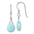 Sterling Silver Polished Amazonite Teardrop Dangle Earrings, 30 x 9 mm