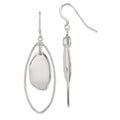 Sterling Silver Polished Fancy Oval Dangle Earrings, 63 x 19 mm
