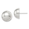 Sterling Silver Polished 14mm Button Earrings, 14 x 14 mm