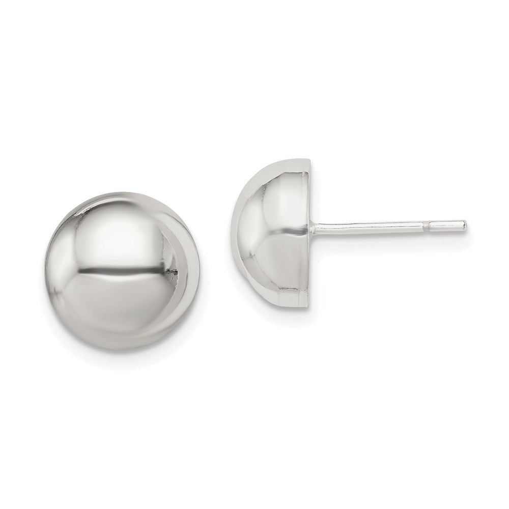 Sterling Silver Polished 10mm Button Earrings, 10 x 10 mm