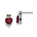 Sterling Silver & 14K Red Enhanced Topaz and Diamond Earrings, 3.29 ct, 13 x 7 mm