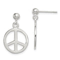 Sterling Silver Peace Sign Dangle Earrings, 23 x 15 mm
