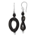 Sterling Silver Onyx Oval Twist Dangle Earrings, 51.35 x 17.3 mm
