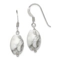 Sterling Silver Polished Oval Howlite Dangle Earrings, 28 x 10 mm