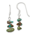 Sterling Silver Polished Three Turquoise Chip Dangle Earrings, 26 x 8 mm
