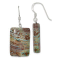 Sterling Silver Polished Rectangular Jasper Dangle Earrings, 40 x 18 mm