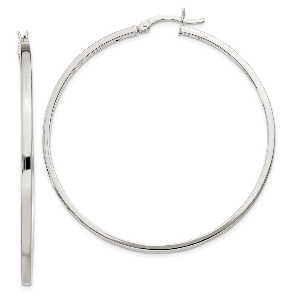 Sterling Silver 2.5x50mm Polished Hoop Earrings, 50 x 2.5 mm