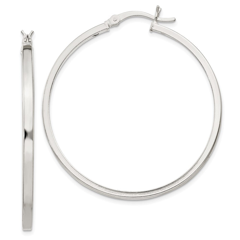 Sterling Silver 2.5x40mm Polished Hoop Earrings, 40 x 2.5 mm