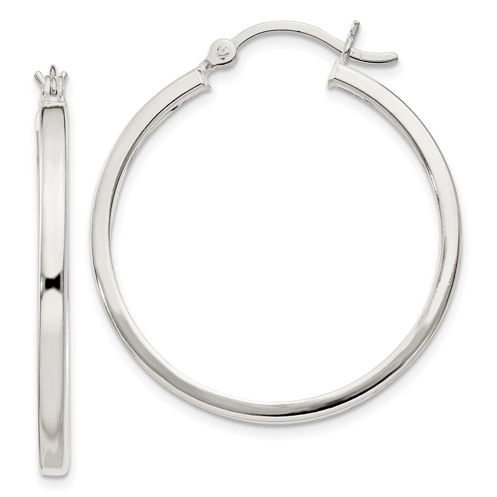 Sterling Silver 2.5x30mm Polished Hoop Earrings, 30 x 2.5 mm