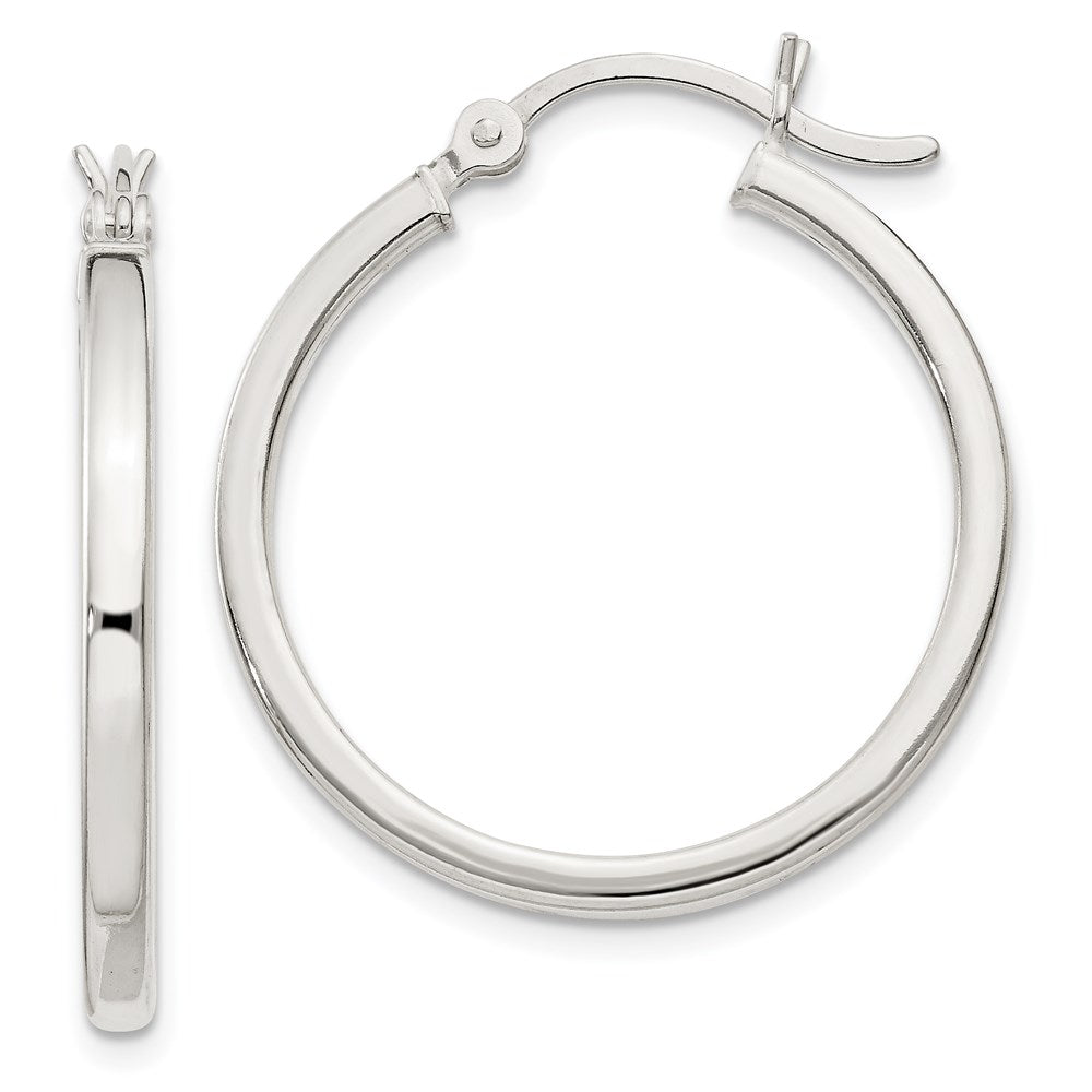 Sterling Silver 2.5x25mm Polished Hoop Earrings, 25 x 2.5 mm