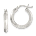 Sterling Silver Polished 3x20mm Knife Edge Round Hoop Earrings, 20 x 3 mm