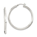 Sterling Silver Polished 3x40mm Knife Edge Round Hoop Earrings, 40 x 3 mm