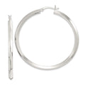 Sterling Silver Polished 3x50mm Knife Edge Round Hoop Earrings, 50 x 3 mm