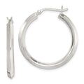 Sterling Silver Polished 3x30mm Knife Edge Round Hoop Earrings, 30 x 3 mm