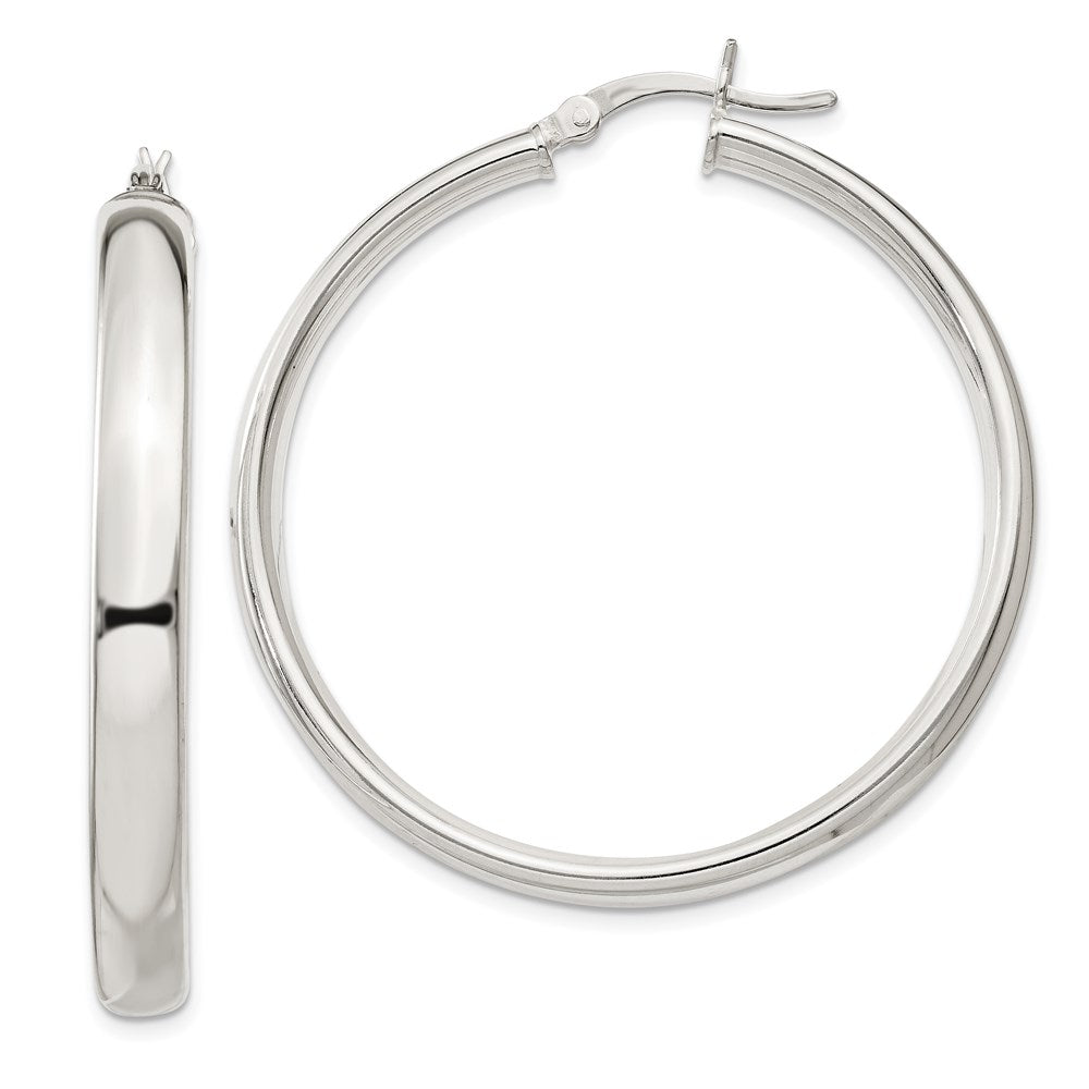 Sterling Silver 5x40mm Hoop Earrings, 40 x 5 mm