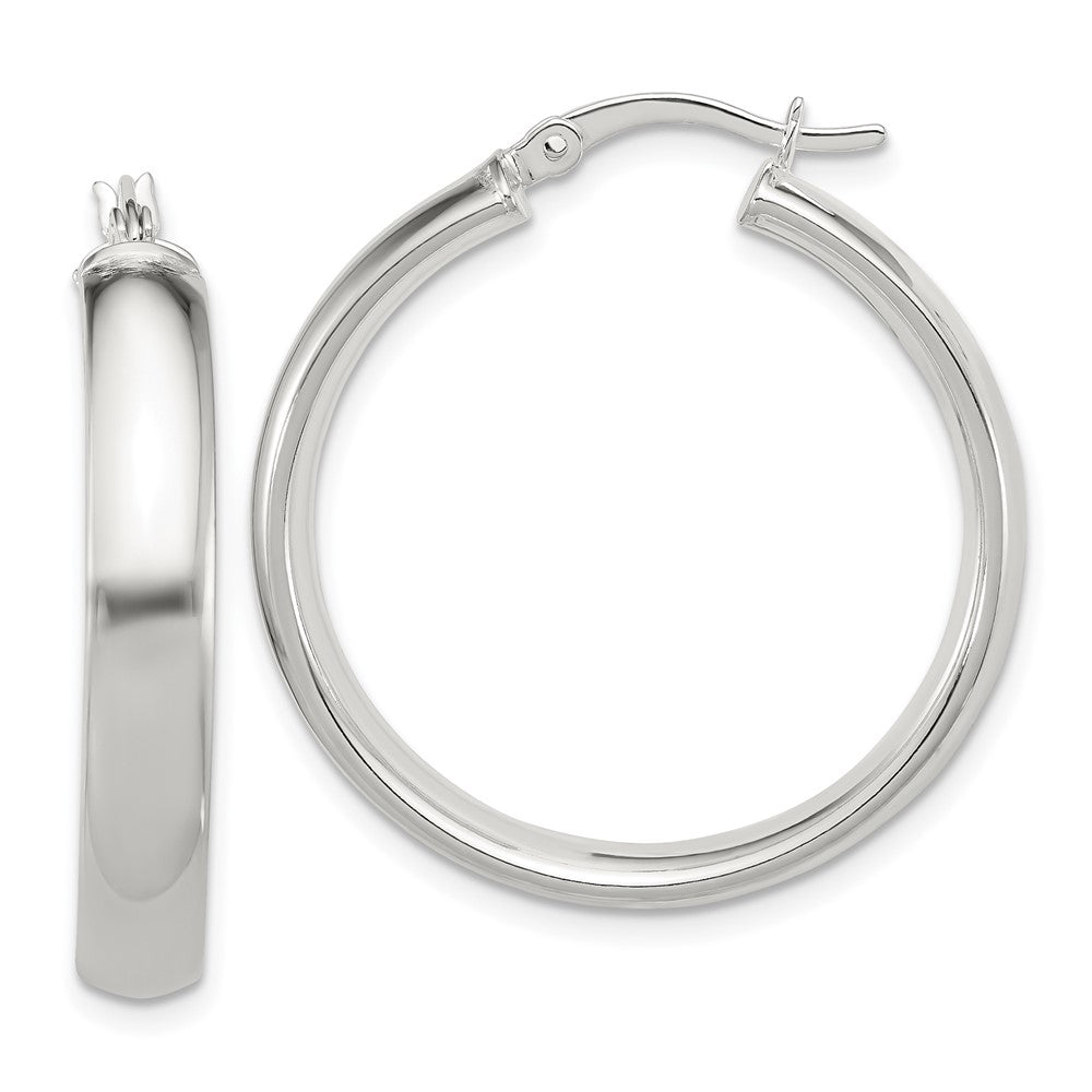 Sterling Silver 5x30mm Hoop Earrings, 30 x 5 mm